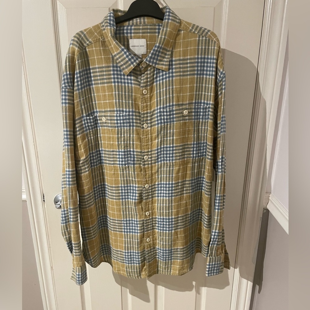 American Eagle Outfitters Men's Light Gray Hooded Shirt/Jacket